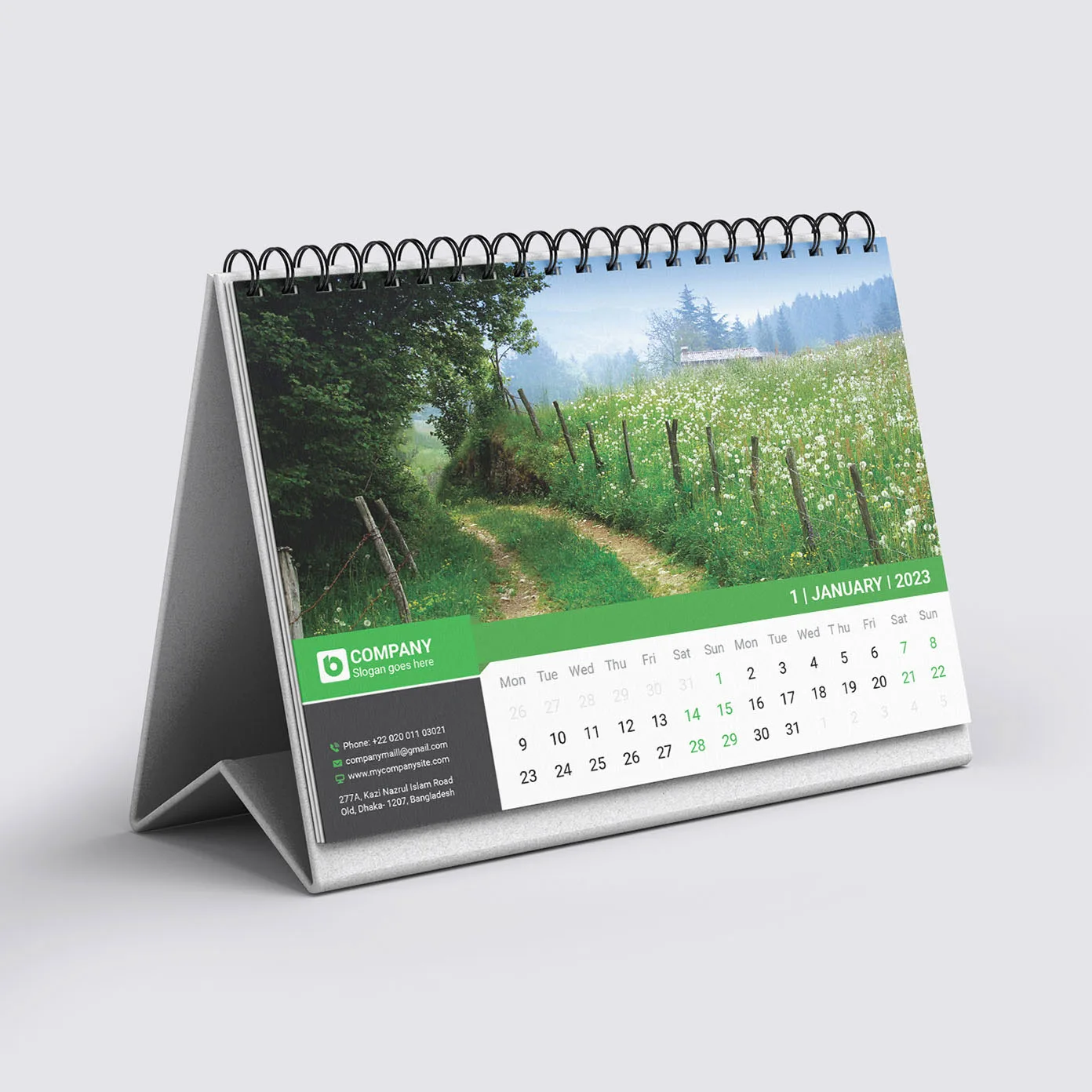 Green Desk Calendar