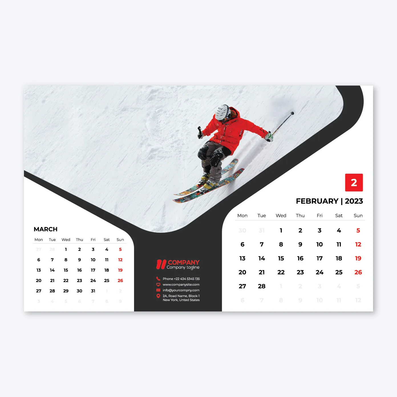 Horizontal Wall Calendar